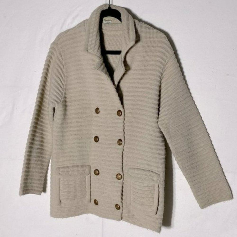 VINTAGE Champion Knitting  Mills Ribbed Button Up Shacket Sweater L